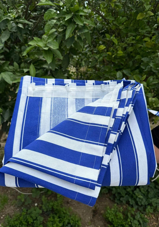 Lüks 1. Sınıf Çizgili En X Yükseklik Ölçülerle Balkon Perdesi – Özel Dikim Branda